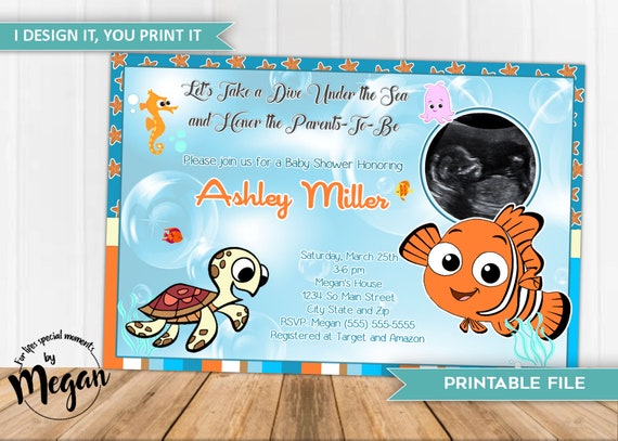 Finding Nemo Baby Shower Invitations Nemo Baby Shower Gender Etsy