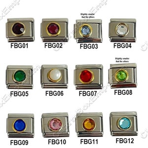 Birthstone Italian Charms Your Choice 9mm Italian Charm for adding and Making Link Modular Bracelets Hearts Paw  Square Round Birthstones