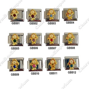 Birthstone Italian Charms Your Choice 9mm Italian Charm for adding and Making Link Modular Bracelets Boy & Girl  Birthstones