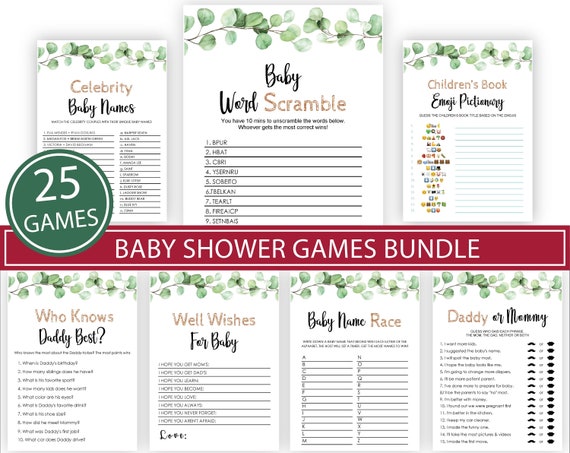 Match The Celebrity Baby Names Greenery Printable Baby Shower