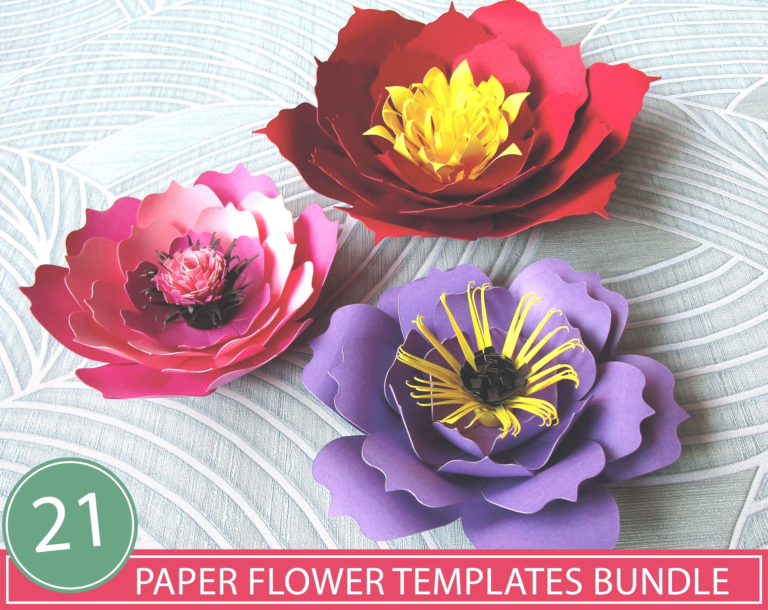 21 Big Paper Flower Templates Svg Paper Flowers Svg Diy Etsy