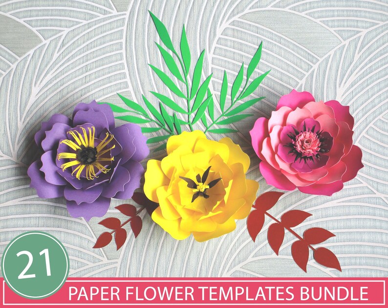 21 Paper Flower Templates Printable Pdf Paper Flower | Etsy