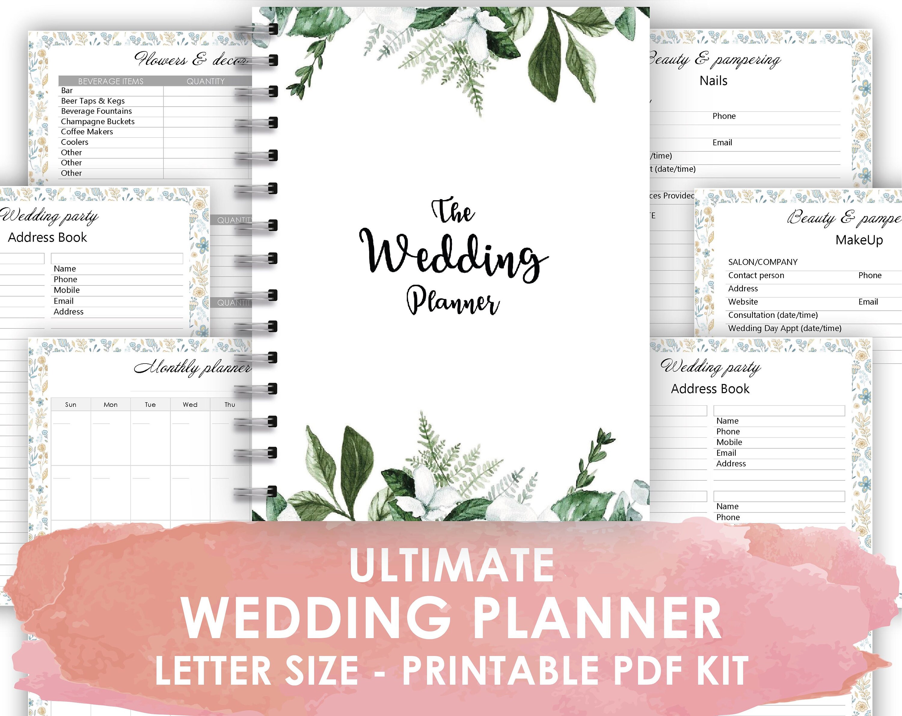 Wedding Planner Printable Printable Wedding Planner Kit Etsy