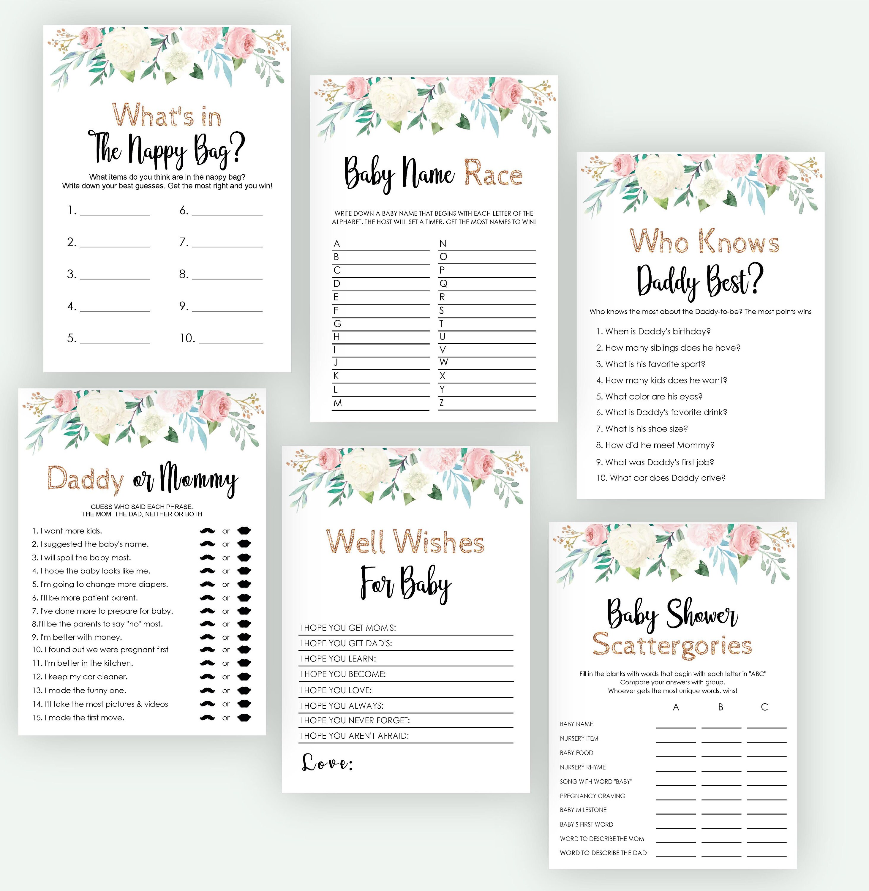 Baby Shower Games Pictionary Printable Pictionary Woodland | Etsy