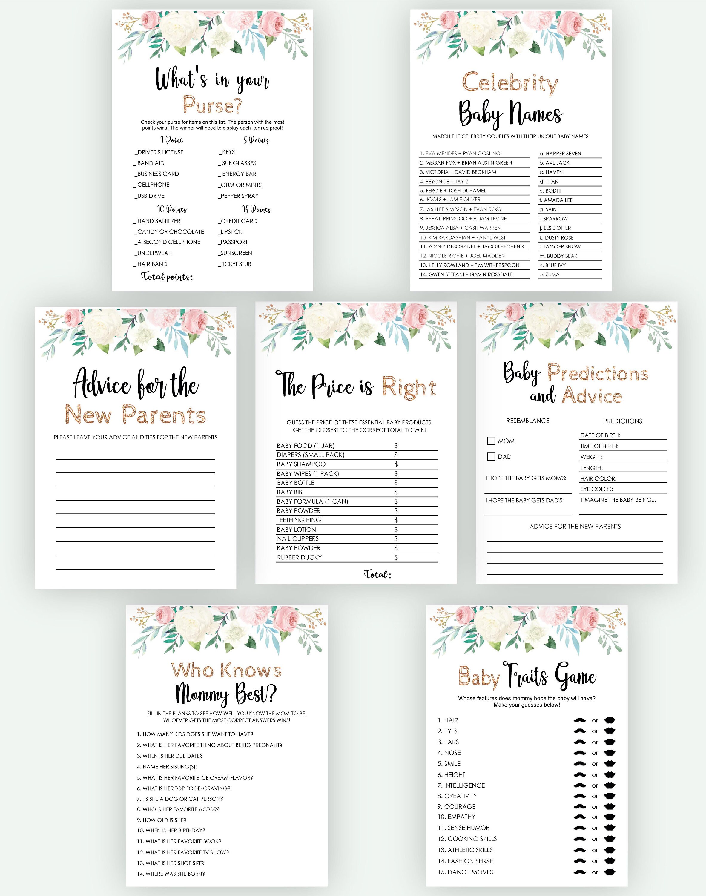 Baby Shower Games Pictionary Printable Pictionary Woodland | Etsy