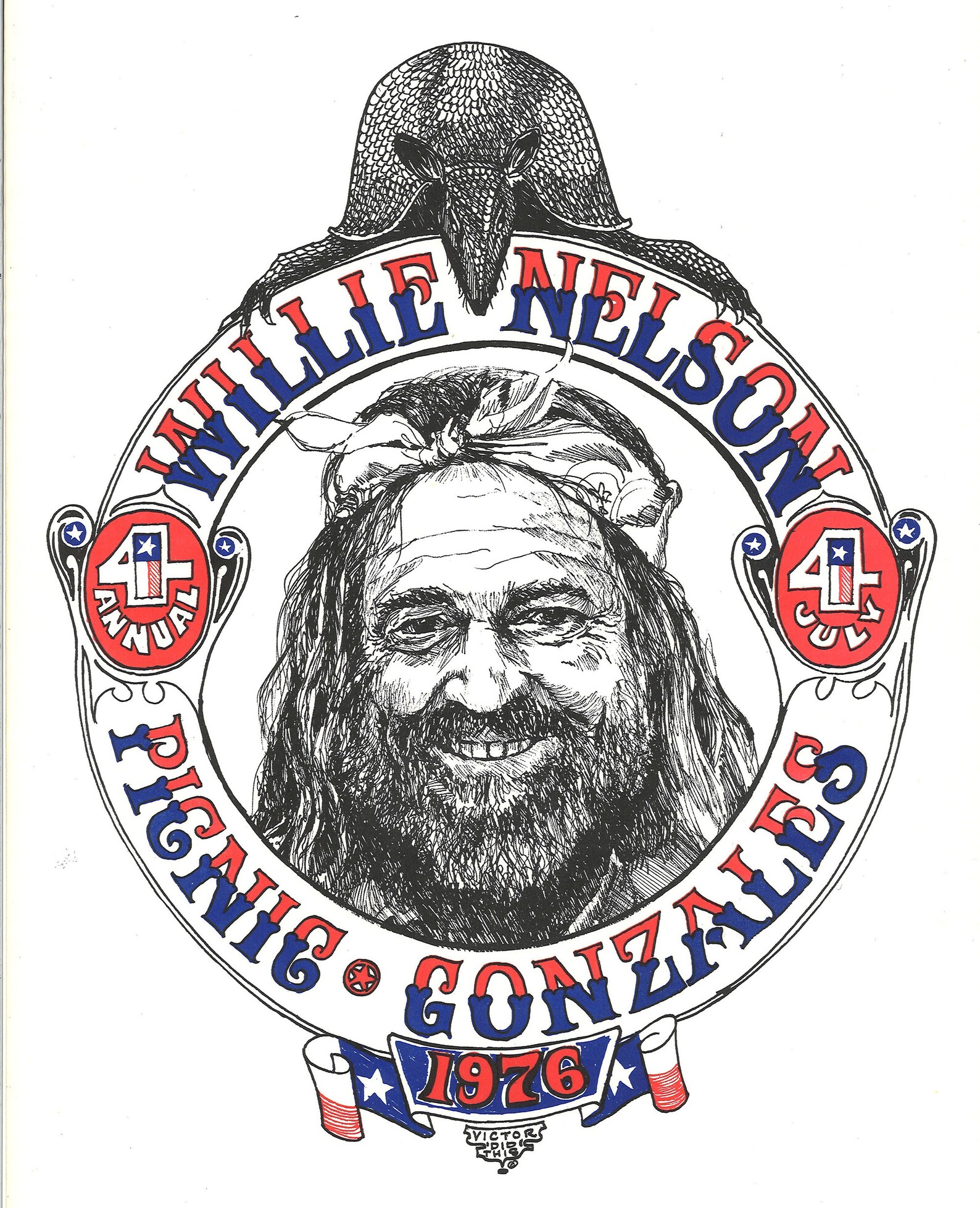 Willie Nelson 4th of July 1976 Picnic Poster T-shirt gonzales | Etsy