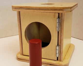 Infants Montessori Imbucare Box with Thin Cylinder Prism - Montessori Sensorial Materials - IB109