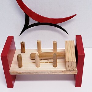 Wooden Hammer Peg Pounding Bench Wooden Mallet, Object Permanence, Kids Wooden Toys HP101 image 2