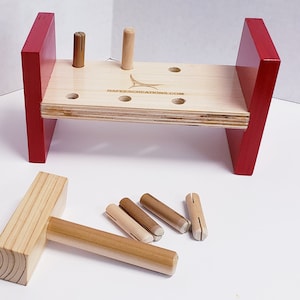 Wooden Hammer Peg Pounding Bench Wooden Mallet, Object Permanence, Kids Wooden Toys HP101 image 3