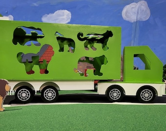 Shapes Sorter Truck - Wooden Animal Shapes Sorting Truck