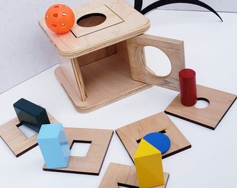 Montessori Imbucare Box - 6 in 1 Shape Matching Box  - with Wooden Ball