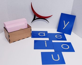 Montessori Lowercase Sandpaper Letters with Box, Lowercase Print