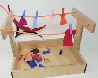 Montessori Clothesline Activity - Montessori Practical Life,  Clothesline Stand