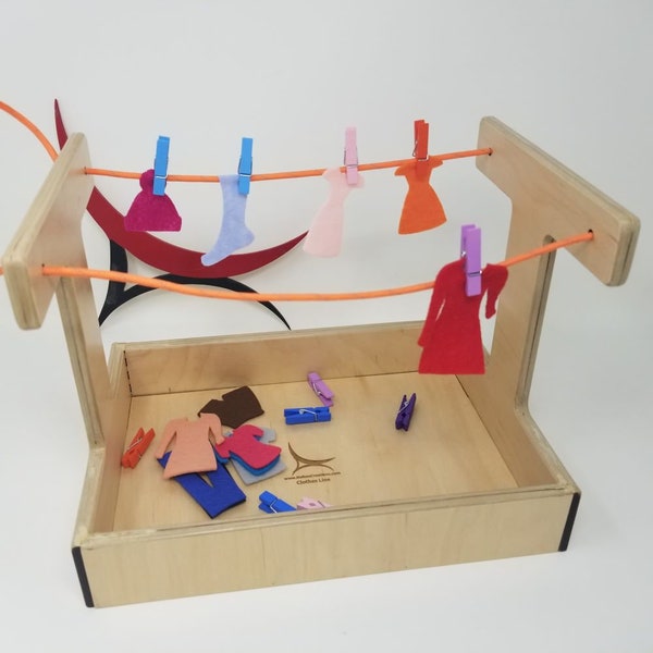 Montessori Clothesline Activity - Montessori Practical Life,  Clothesline Stand