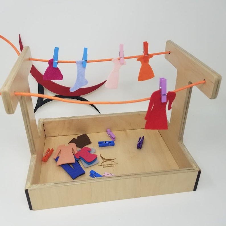 Montessori Clothesline Activity Montessori Practical Life, Clothesline Stand image 1