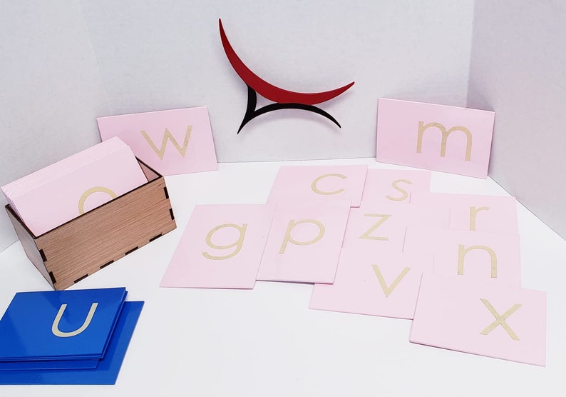Montessori Lowercase Sandpaper Letters With Box Lowercase Etsy