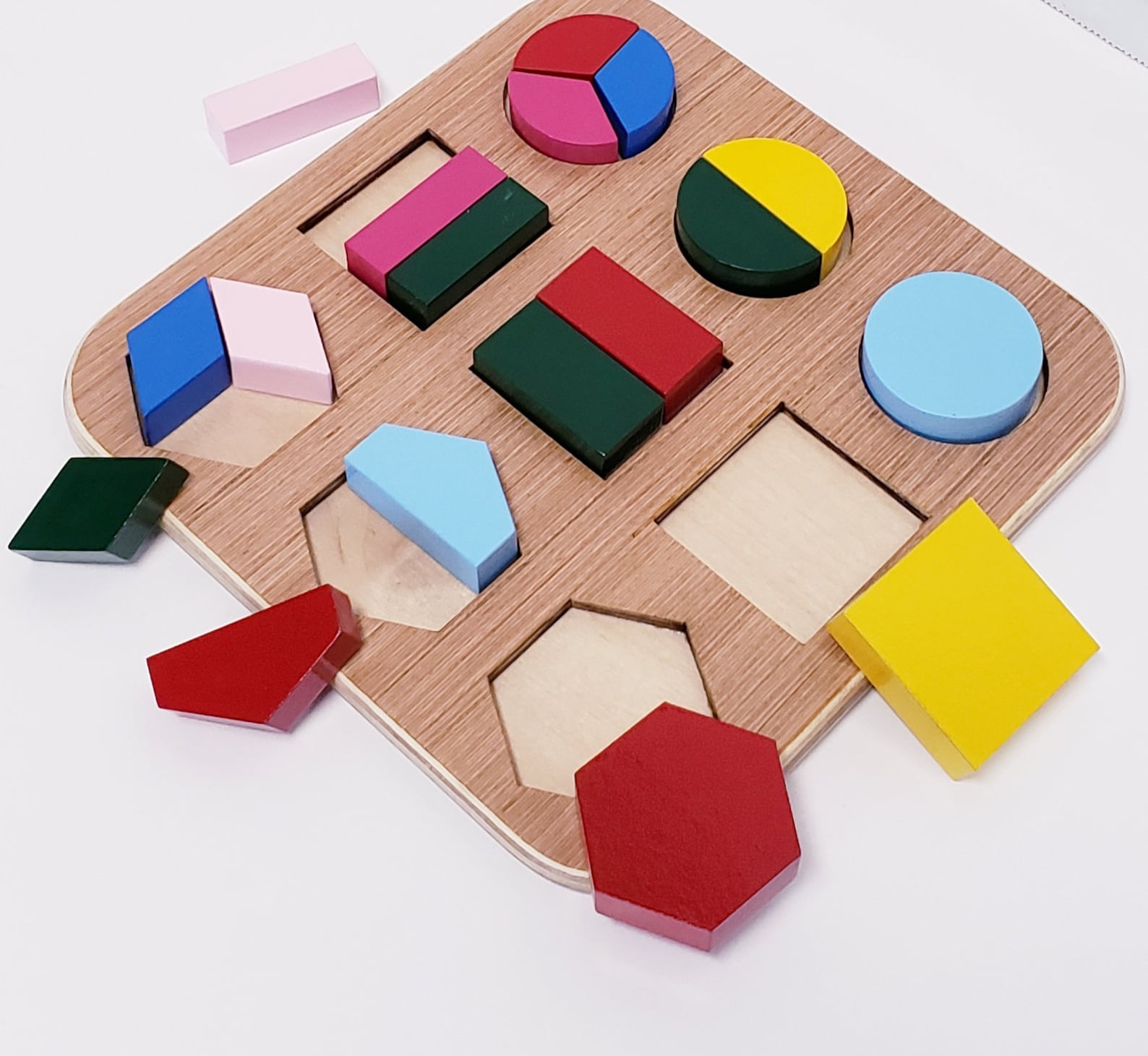 Assembly Geometric Shapes Puzzle Montessori Wooden Math Etsy
