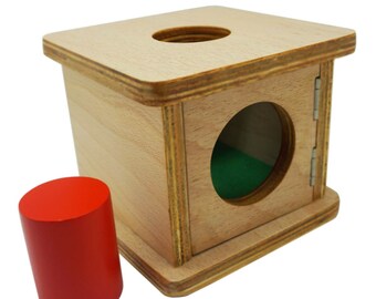 Montessori Imbucare Box with Thick Cylinder Prism - Infants Montessori Sensorial Materials - IB108