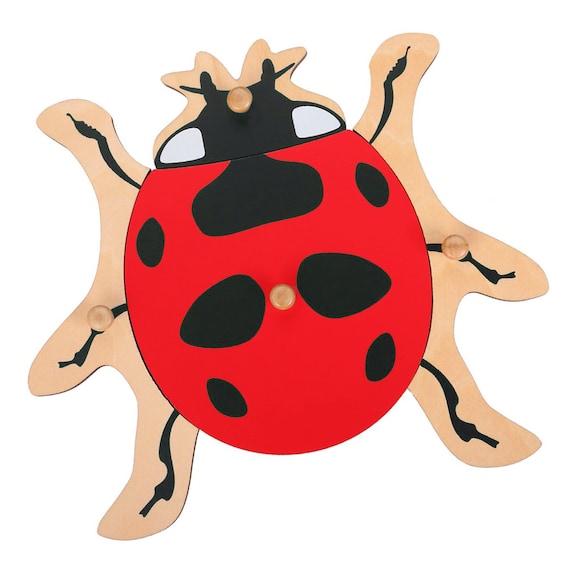NEW Montessori Zoology Material Wooden Ladybug Puzzle