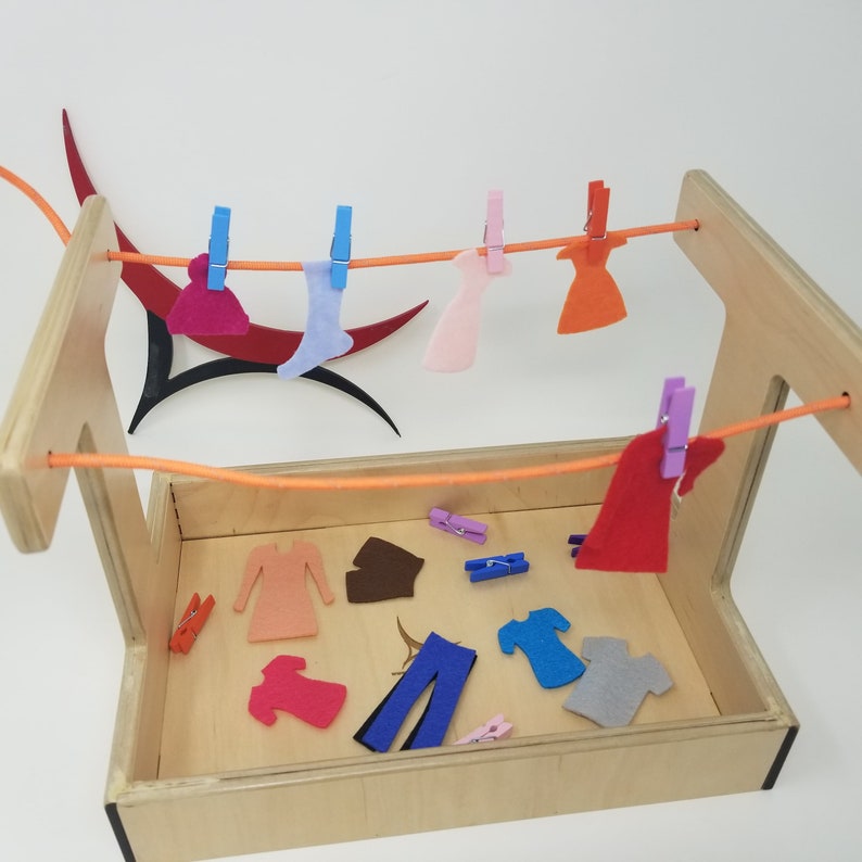 Montessori Clothesline Activity Montessori Practical Life, Clothesline Stand image 9