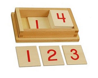 Montessori Number Cards -  1 to 10 Wooden Montessori Printed Numerals, Number Tiles with Box - NC104