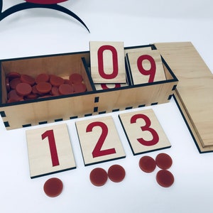 Montessori Number Cards and Counters - Montessori Materials, Montessori Math Early Childhood Toddlers Math Activity (NC102)