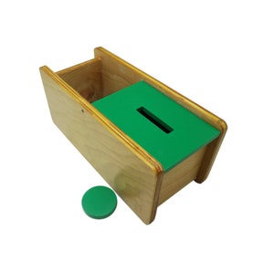 Montessori Imbucare Box with Flip Lid 1 Slot and Coin Montessori Infants Toys Object Permanence Box IB104 image 2