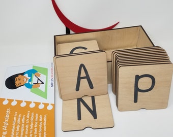 Montessori Rubbing Alphabets - Sandpaper Letters - Montessori Uppercase Letters with Box - SL103