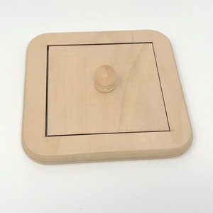 Square Single Shape Puzzle Wooden Montessori Geometric Shape Puzzle GS102 Bare Wood Waxed