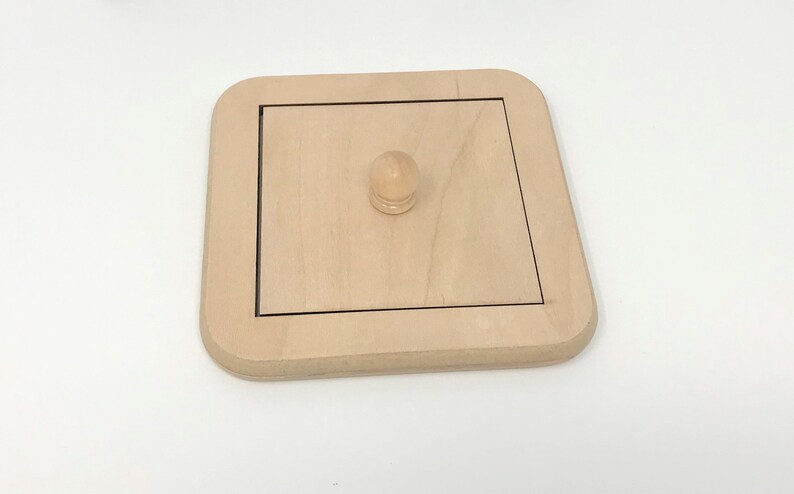 Square Single Shape Puzzle Wooden Montessori Geometric Shape Puzzle GS102 Bare Wood Waxed