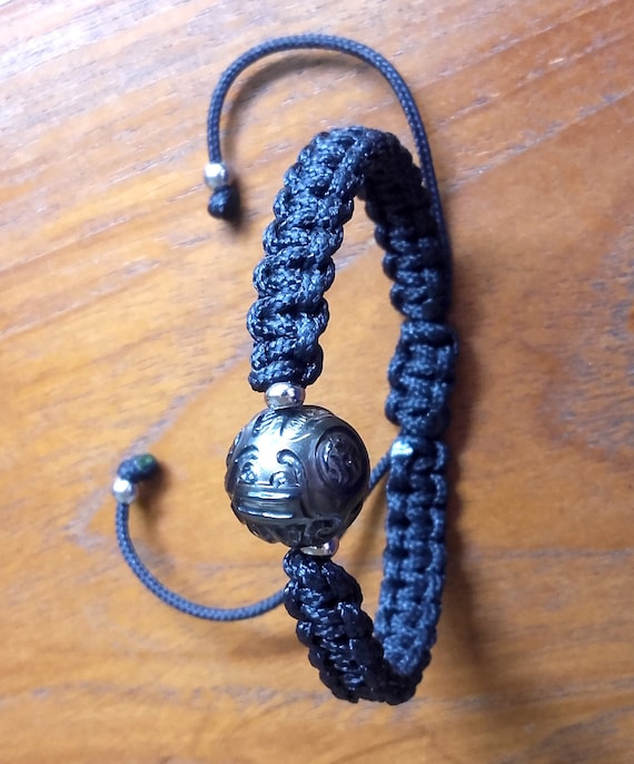 Bracciale Uomo Di Perla Nera Di Tahiti Inciso Poe Tattoo Etsy