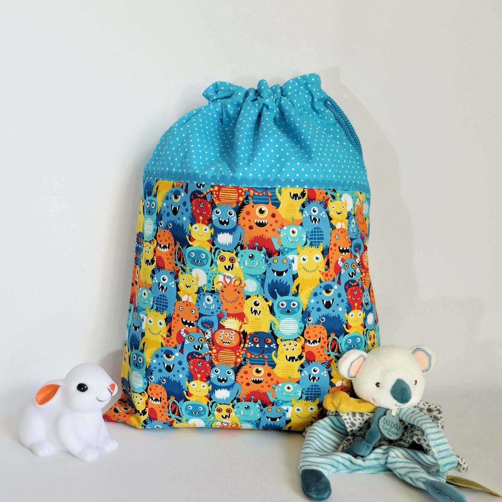 Sac Pochon - Pochon en Tissu Sac Fourre Tout Multi Usages Bébé Enfant Doudou Vêtement Zéro Déchet