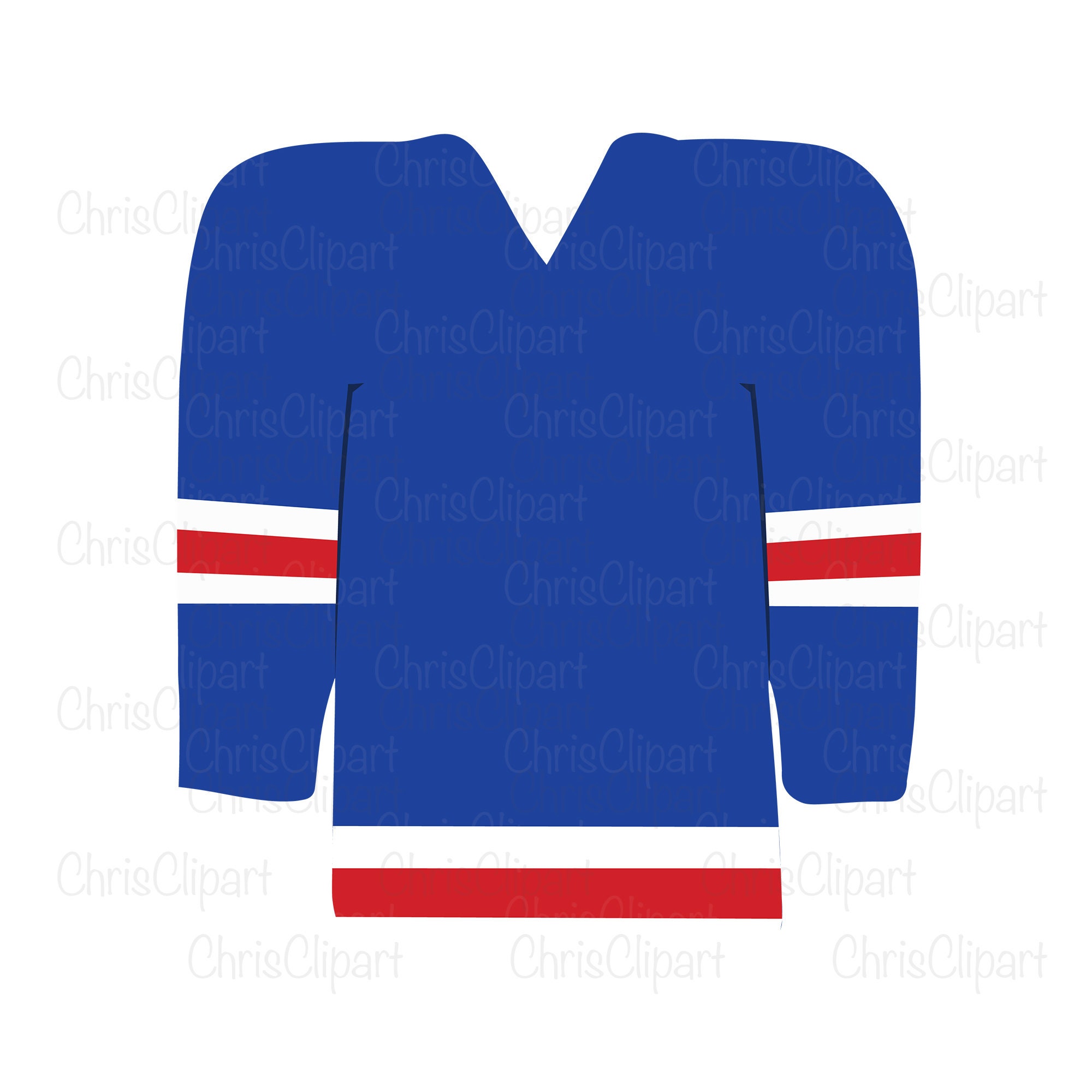 A Blank Blue Hockey Jersey Has Red And White Stripes Stock Illustration -  Download Image Now - iStock