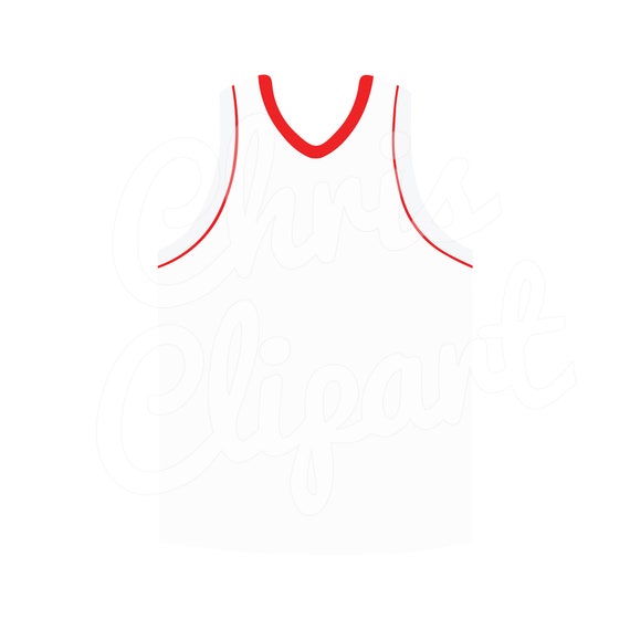 White Basketball Jersey With Red Neckline Clipart SVG PNG JPG