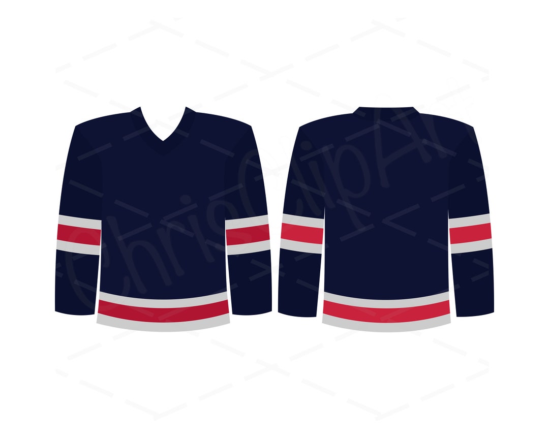 Hockey Jersey SVG PNG JPG Front and Back Blue Hockey Jersey W Red White