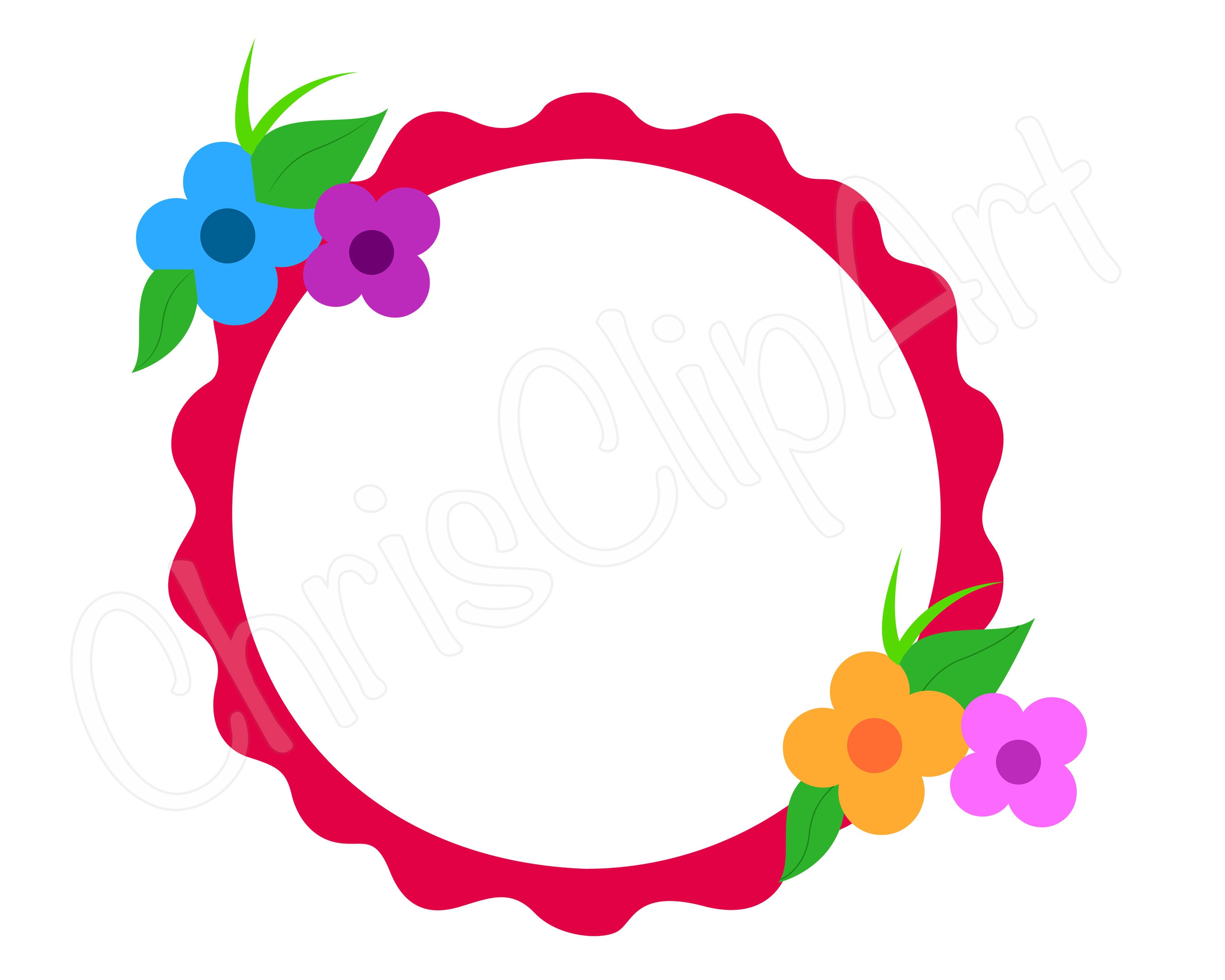 CIRCLE FRAME SVG Flower Photo Frame Svg Photo Frame Clipart Etsy