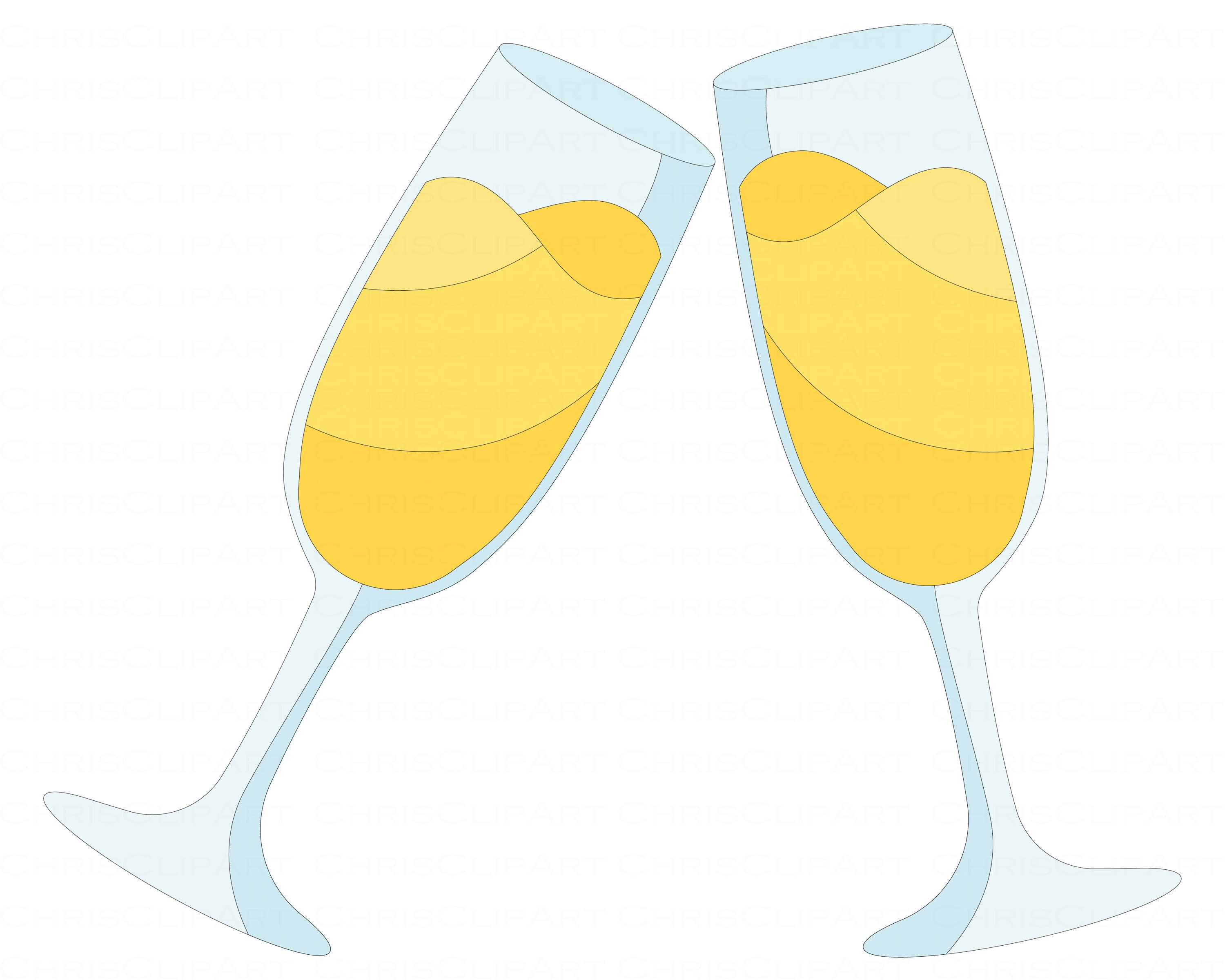 Champagne glasses clinking clip art Champagne glasses png | Etsy