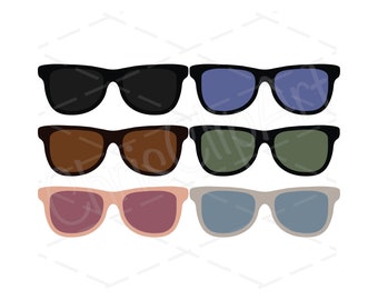 Sunglasses Clipart – Six Colors SVG PNG JPG Bundle (Digital Download)