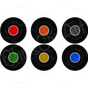 Disque vinyle SVG PNG JPG - Sublimation de disque vinyle - Six couleurs Bundle - vecteur de disque vinyle - disque vinyle Cricut - clipart vintage