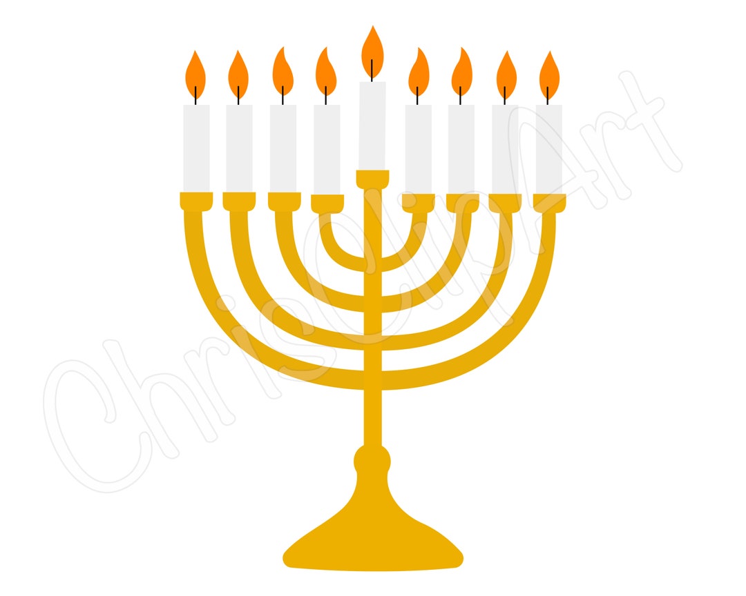 Lit White Candle Menorah Clipart SVG PNG JPG Jewish Etsy