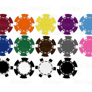 Poker Chip SVG PNG JPG - 14 couleurs Bundle - Sublimation Cricut | Clipart jeton de poker - graphiques de poker