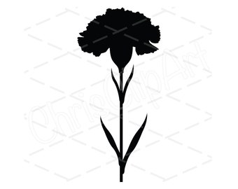 Silueta de clavel SVG PNG JPG - Clavel vectorial - Clip art de clavel - Clavel para Cricut - Gráfico de clavel - Gráficos de flores