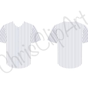 White Pinstriped Baseball Jersey SVG PNG JPG - Front and Back - Baseball Jersey Clipart - Baseball Jersey Cricut - Baseball Graphics