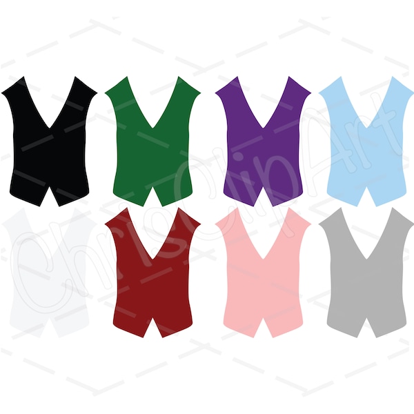 Gilet SVG PNG JPG - lot de 8 couleurs - Sublimation de gilet - gilet Cricut - clipart de gilet - vecteur de gilet - gilet graphique