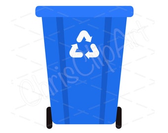 Blue Recycling Bin SVG PNG JPG - Waste Management Clipart - Trash Container Graphic - Recycling Clipart - Recycling Cricut