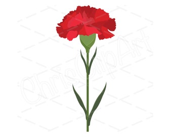 Clavel SVG PNG JPG - Clavel para sublimación - Clip art de clavel - Clavel para Cricut - Clavel rojo - Flor svg