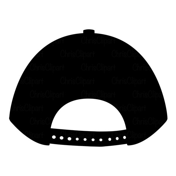 Backwards Baseball Cap Silhouette Clipart - SVG PNG JPG - Baseball Hat Graphic - Baseball Cap Cricut Vector- Baseball Clipart