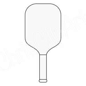 Peut inclure: Un dessin en noir et blanc d'une pagaie pour une raquette de pickleball.