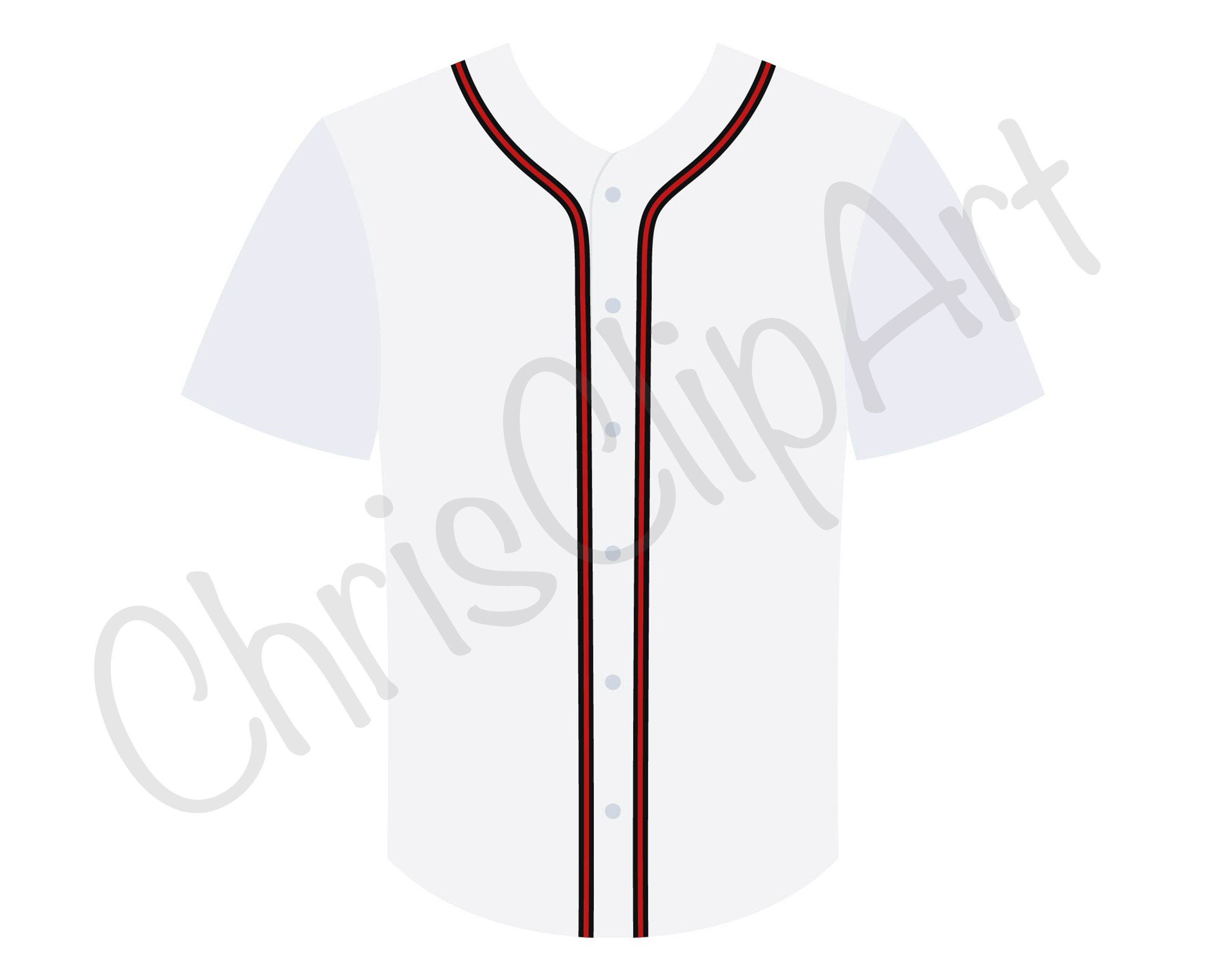 White Baseball Jersey With Red Stripe SVG PNG JPG Baseball 