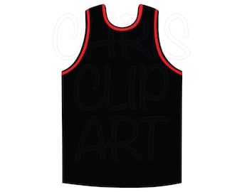 Black Basketball Jersey With Red Trim SVG PNG JPG Basketball 